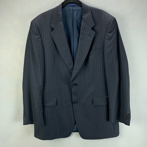 Daniel Cremieux Suit Mens 41R Pants 36 x‎ 28 Blue Pinstripe Loro Piana Wool 2pc - Picture 2 of 14